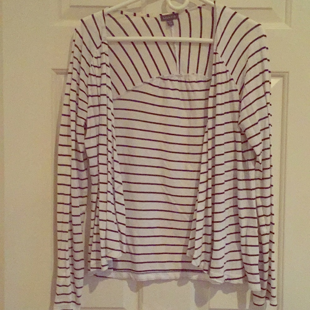 Light striped open cardigan